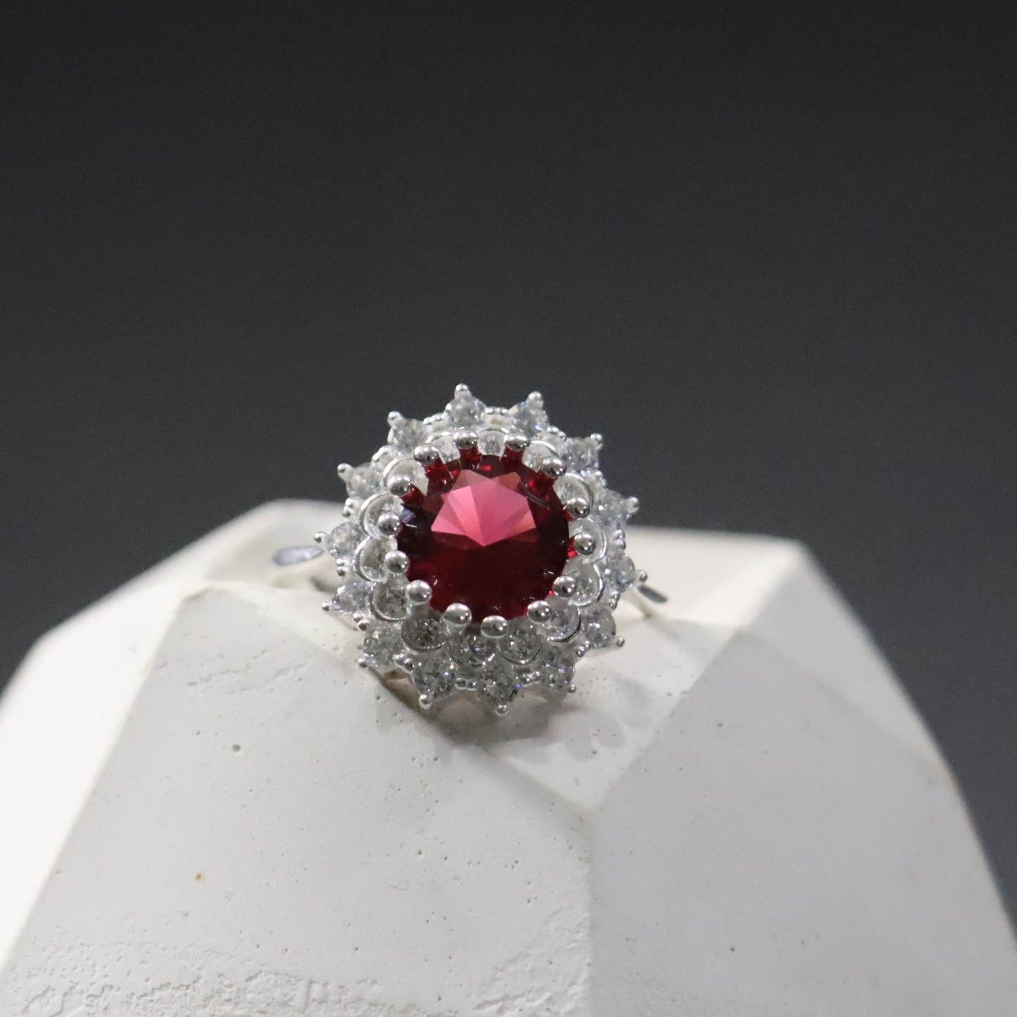 Red Garnet and Zircon Handmade Ring.