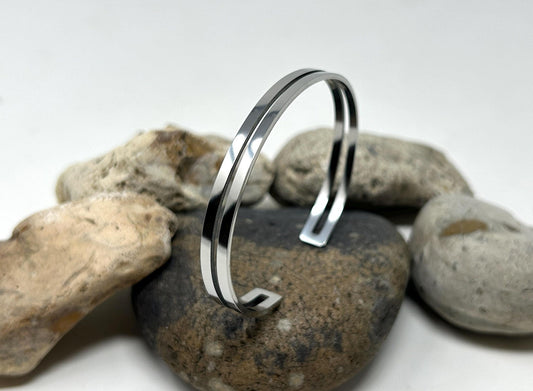 Stainless Steel Bangle, Simple Plain Bangle, Solid Cuff Bangle, Unisex Bangle, Open Bangle, Silver Bangle, Steel Bracelet for Women & Men