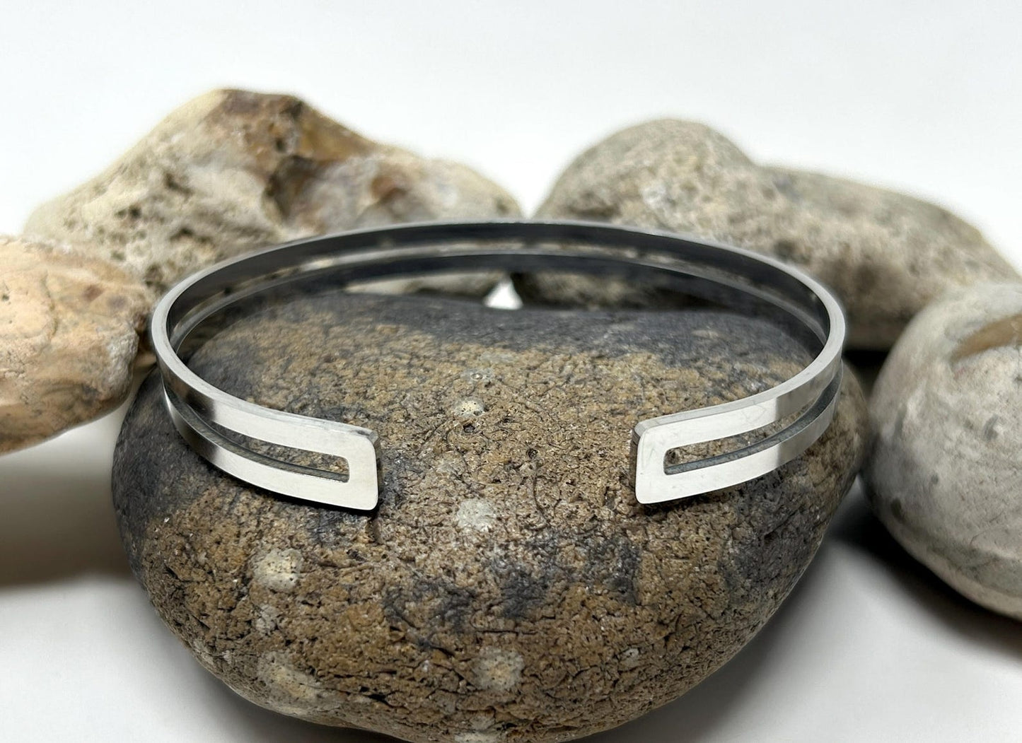 Stainless Steel Bangle, Simple Plain Bangle, Solid Cuff Bangle, Unisex Bangle, Open Bangle, Silver Bangle, Steel Bracelet for Women & Men