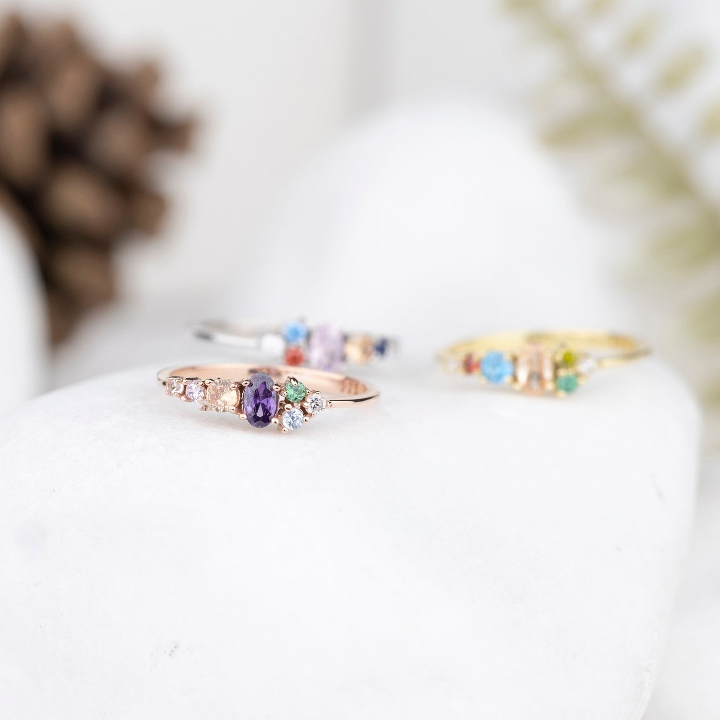 Handcrafted Multi-Gemstone Ring, 5 Birthstones Ring, Unique Dainty Family Ring, Christmas Gift, Personalized Gift, Mother's Day Gift