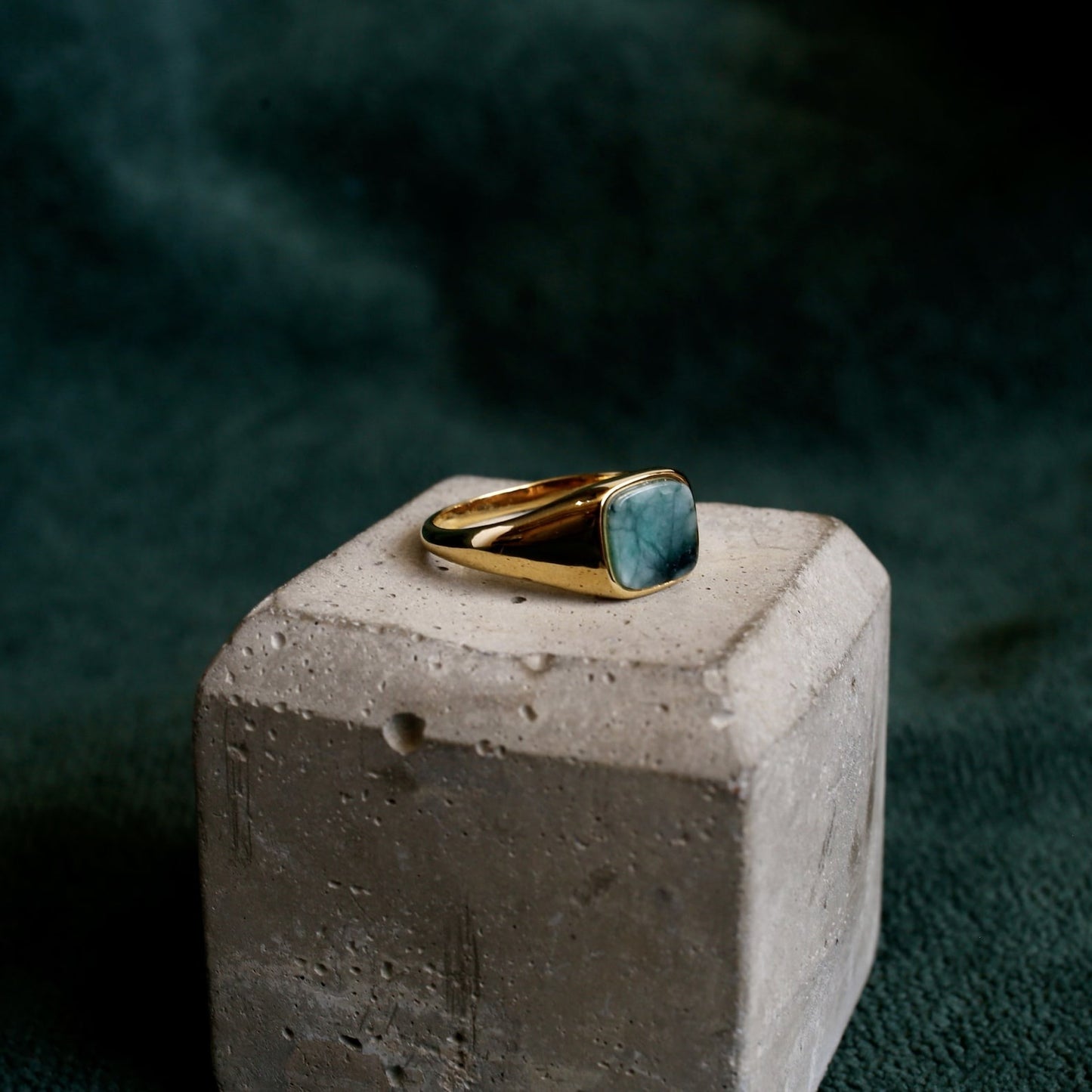 Emerald Signet Ring l Sterling Silver...