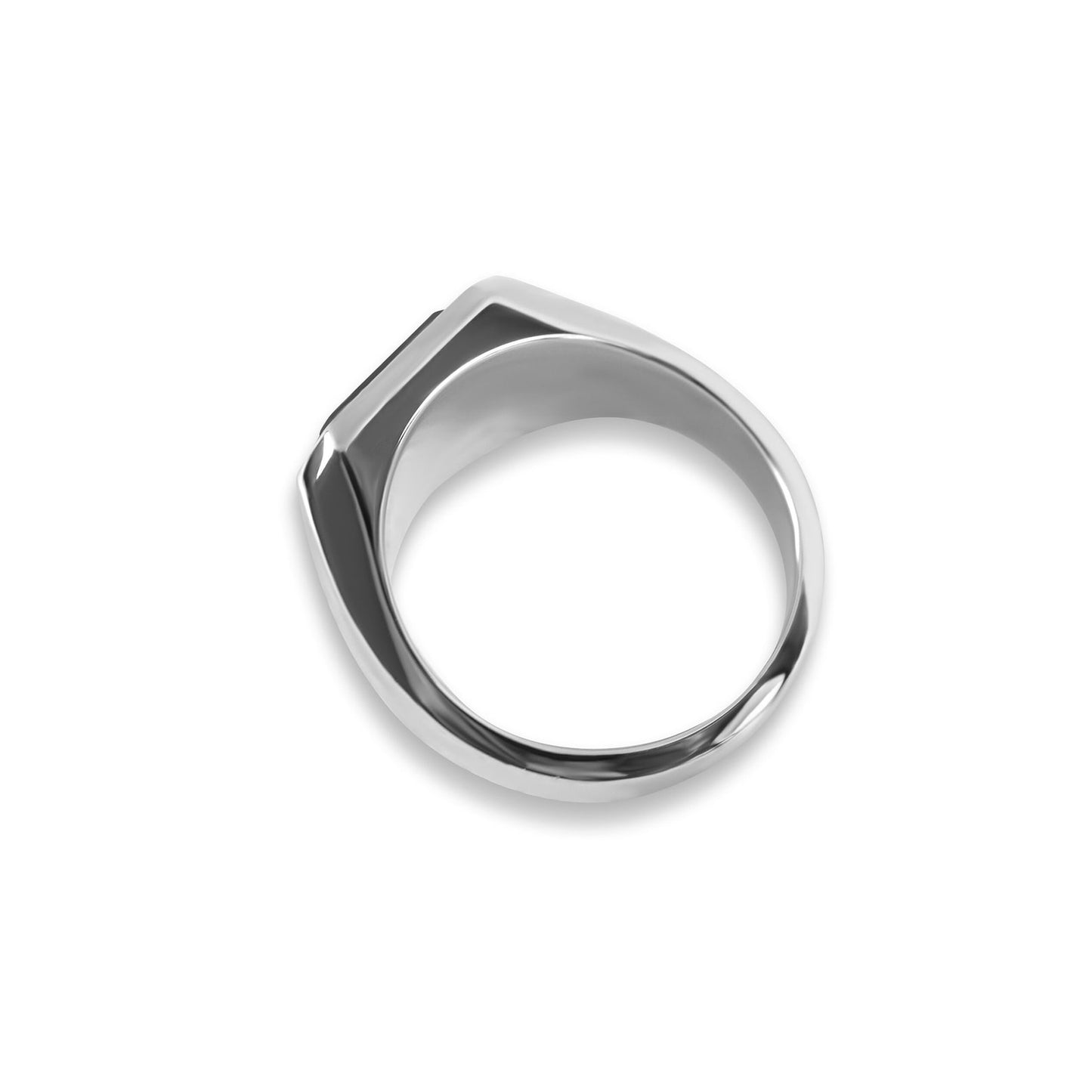 Men's silver ring signet ring with black onyx gemstone in 925 sterling silver polished square | Real men's jewelry