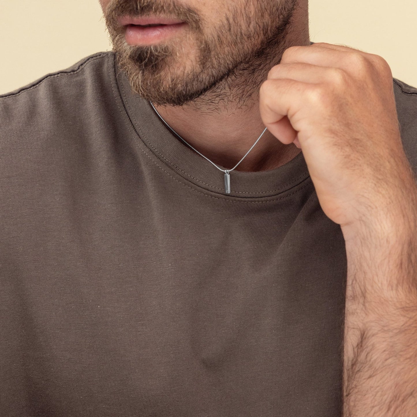 Men's Silver Necklace, Classic Men's Pendant Necklace