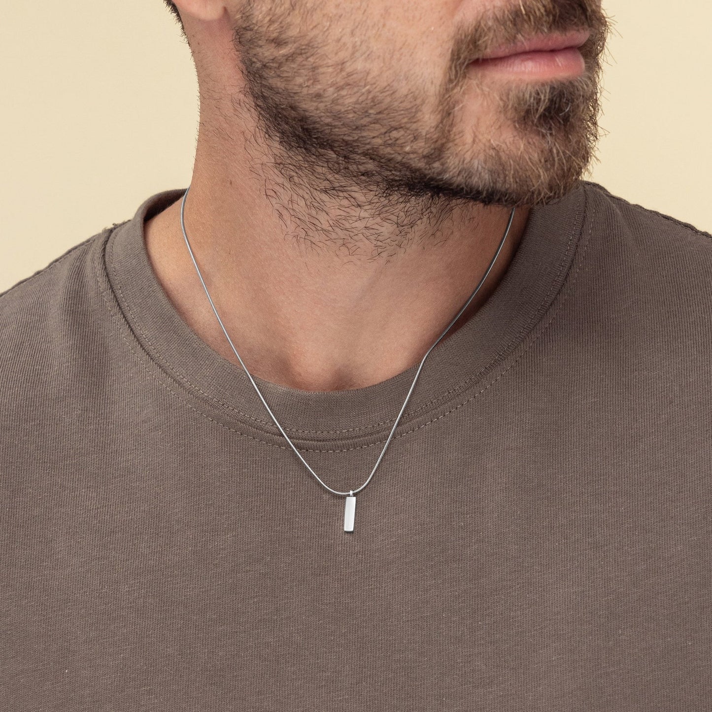 Men's Silver Necklace, Classic Men's Pendant Necklace