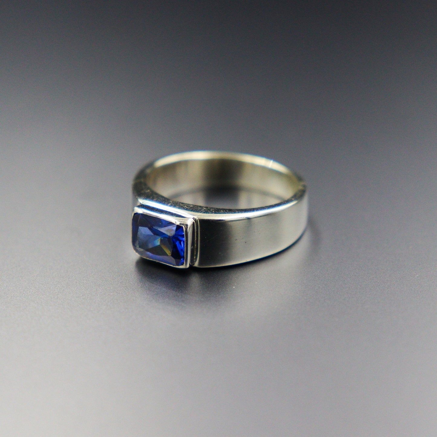 Sapphire Ring ~ Solid 925 Sterling Silver Ring ~ Men's Signet Ring ~ Handmade Signet Ring ~ Blue Sapphire Signet Ring ~ Gift Ring