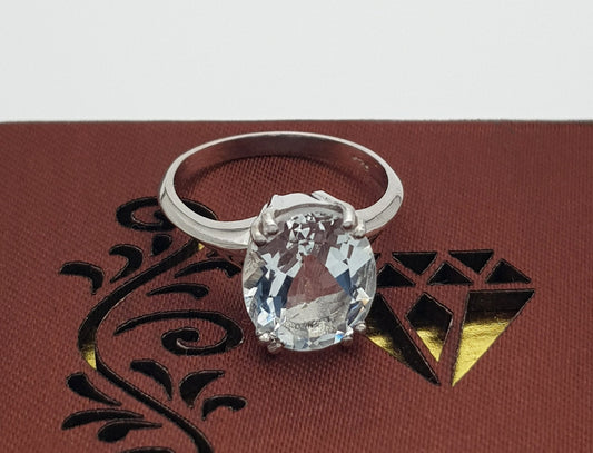 Natural White Topaz Ring, 925 sterling silver, Handcrafted ring, Silver Jewelry, Statement Ring, Gift for her, November birthstone