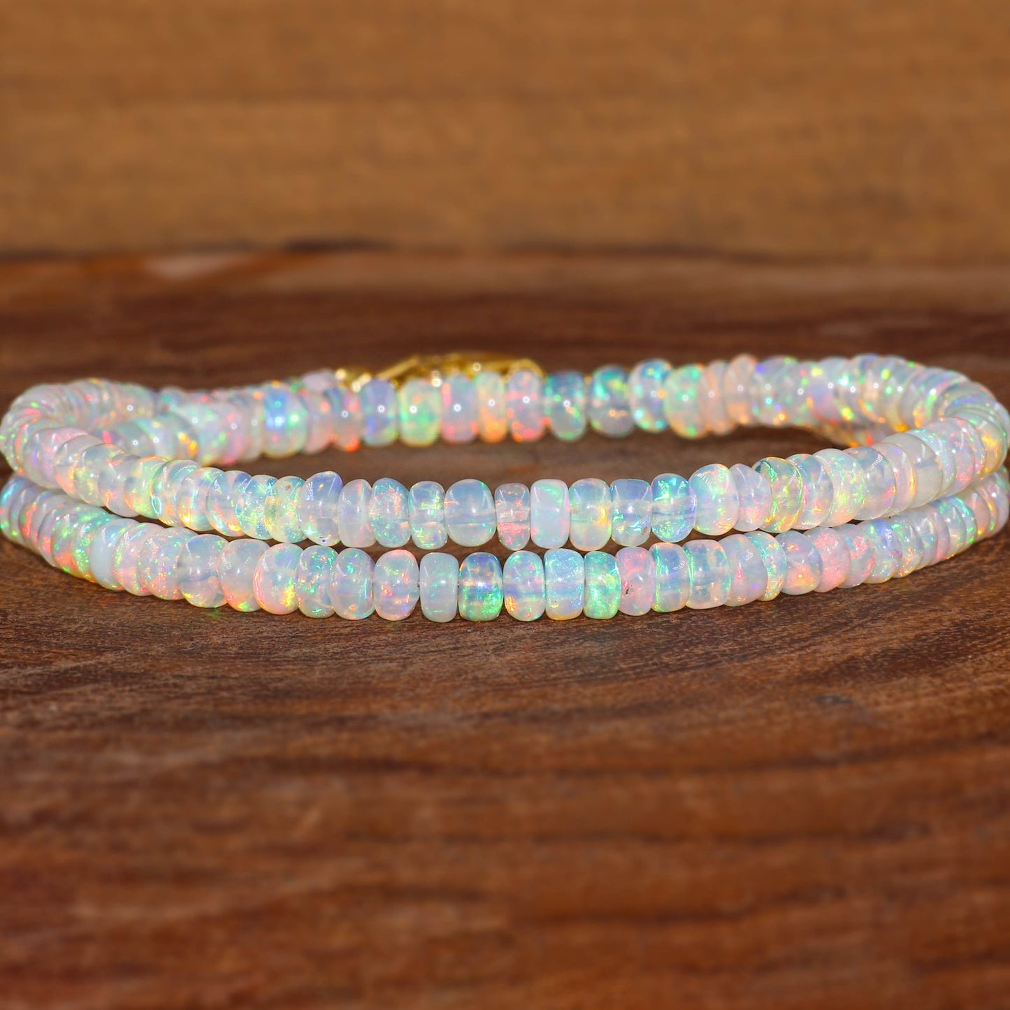 Multifire Natural Ethiopian Opal Beaded Necklace, Genuine Opal Fire Beads Necklace for Women, AAA Opal Gemstone, October Birthstone Jewelry,