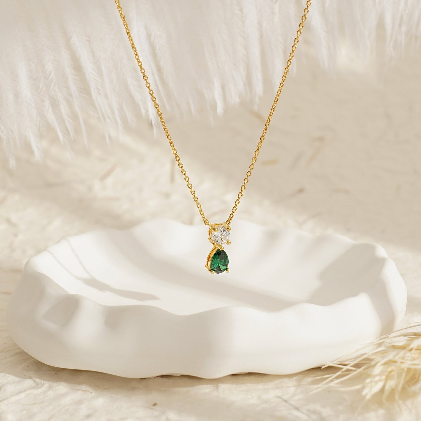 Two Birthstone Pendant Necklace, Personalized Birthstone Necklace, Meaningful Gifts for Mom, Personalized Birthstone Jewelry, Gift for Her