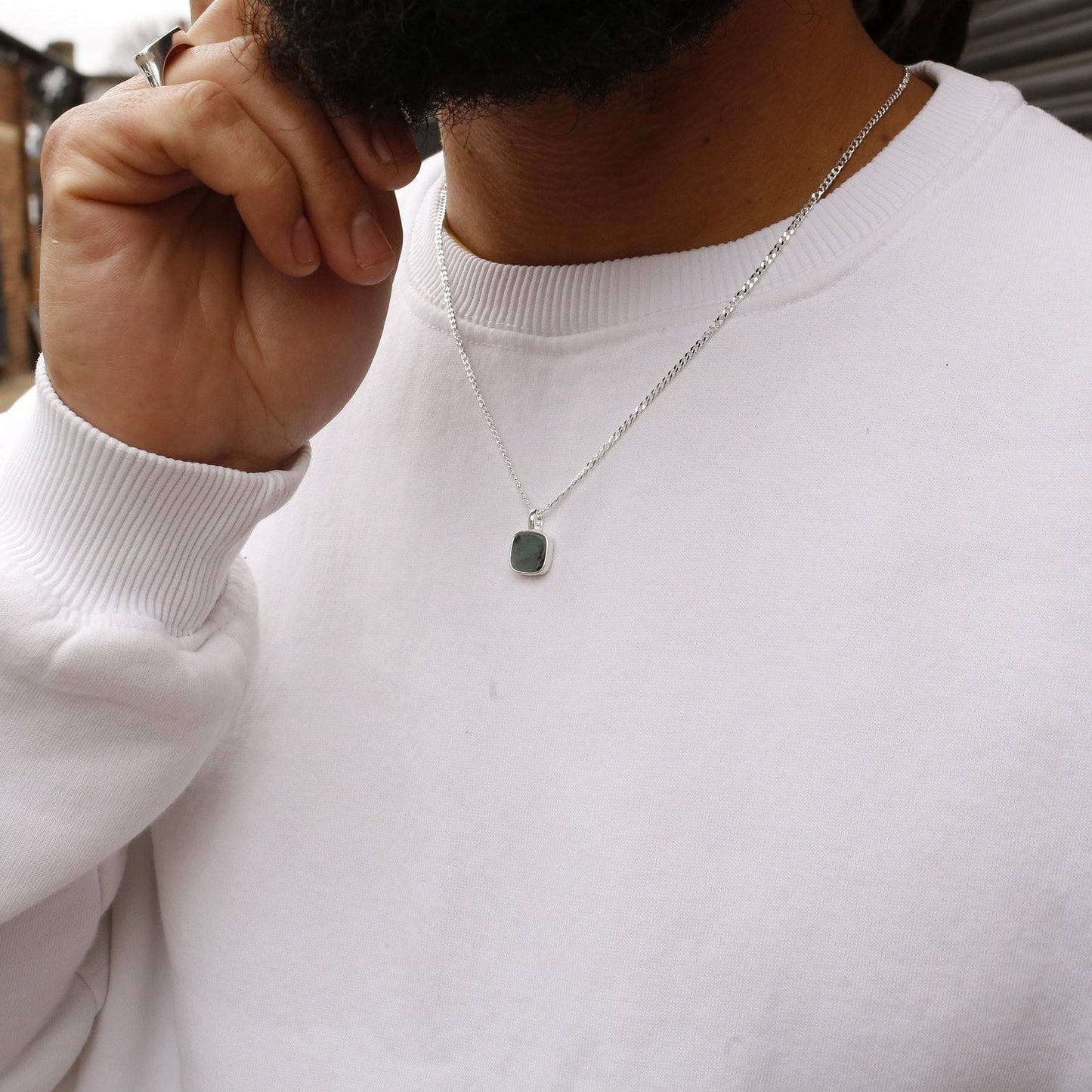 Ray Emerald Pendant Necklace |Gold Vermeil & Sterling Silver