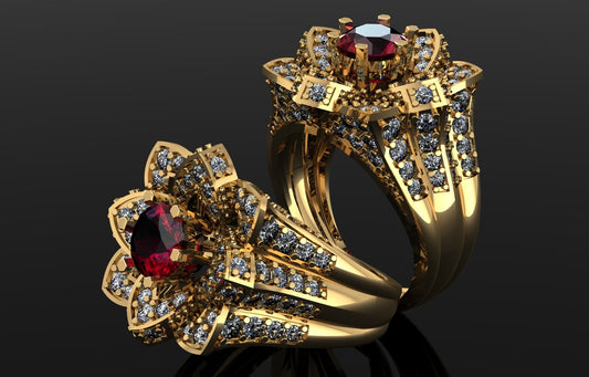 Gold and Ruby Ring Elegant gemstone luxury