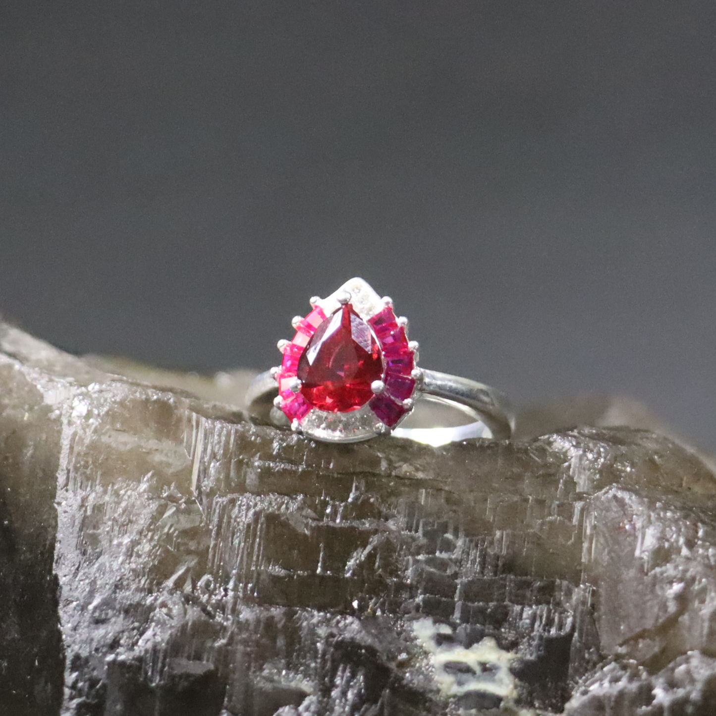 Elegant Red Ruby Sterling Silver Ring
