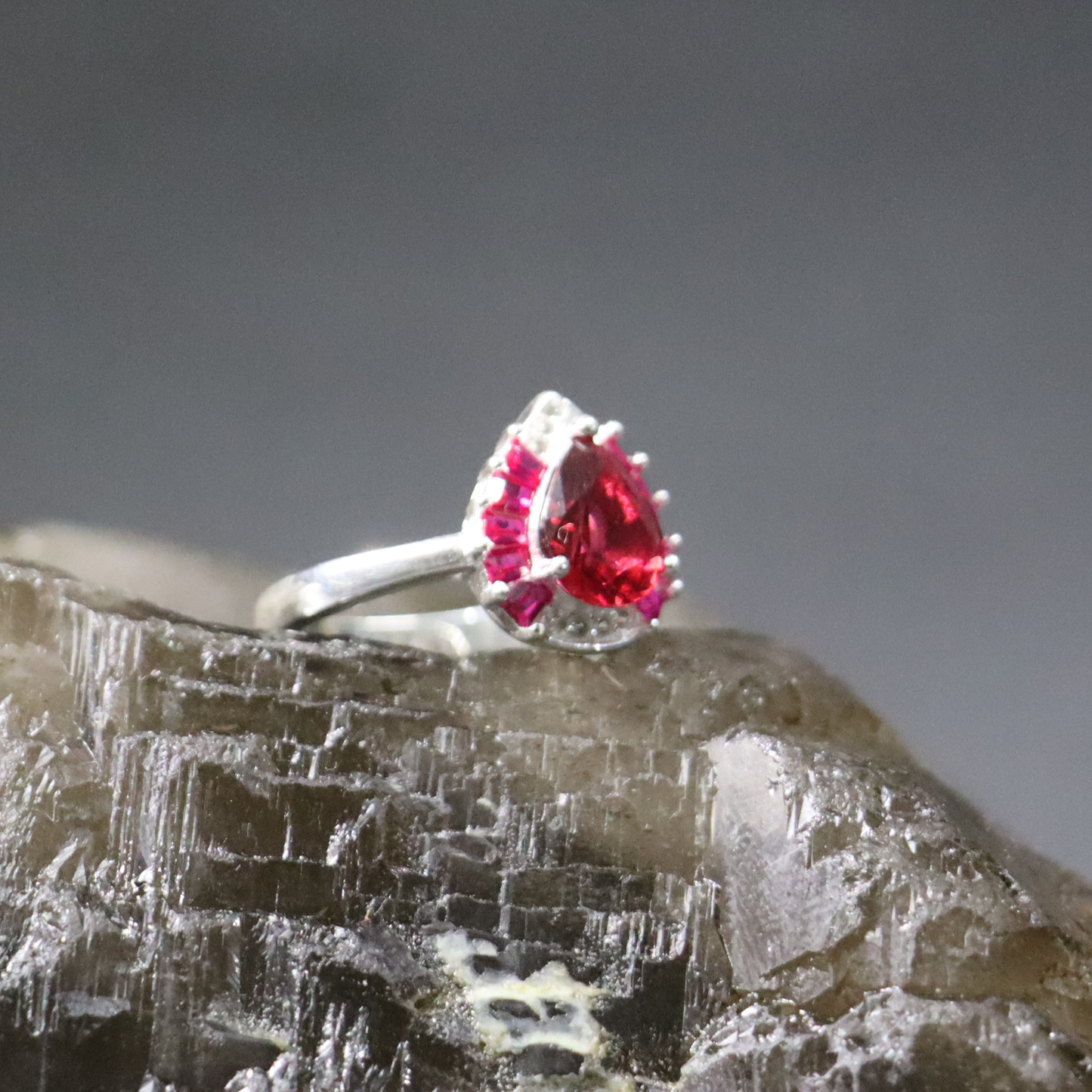 Elegant Red Ruby Sterling Silver Ring