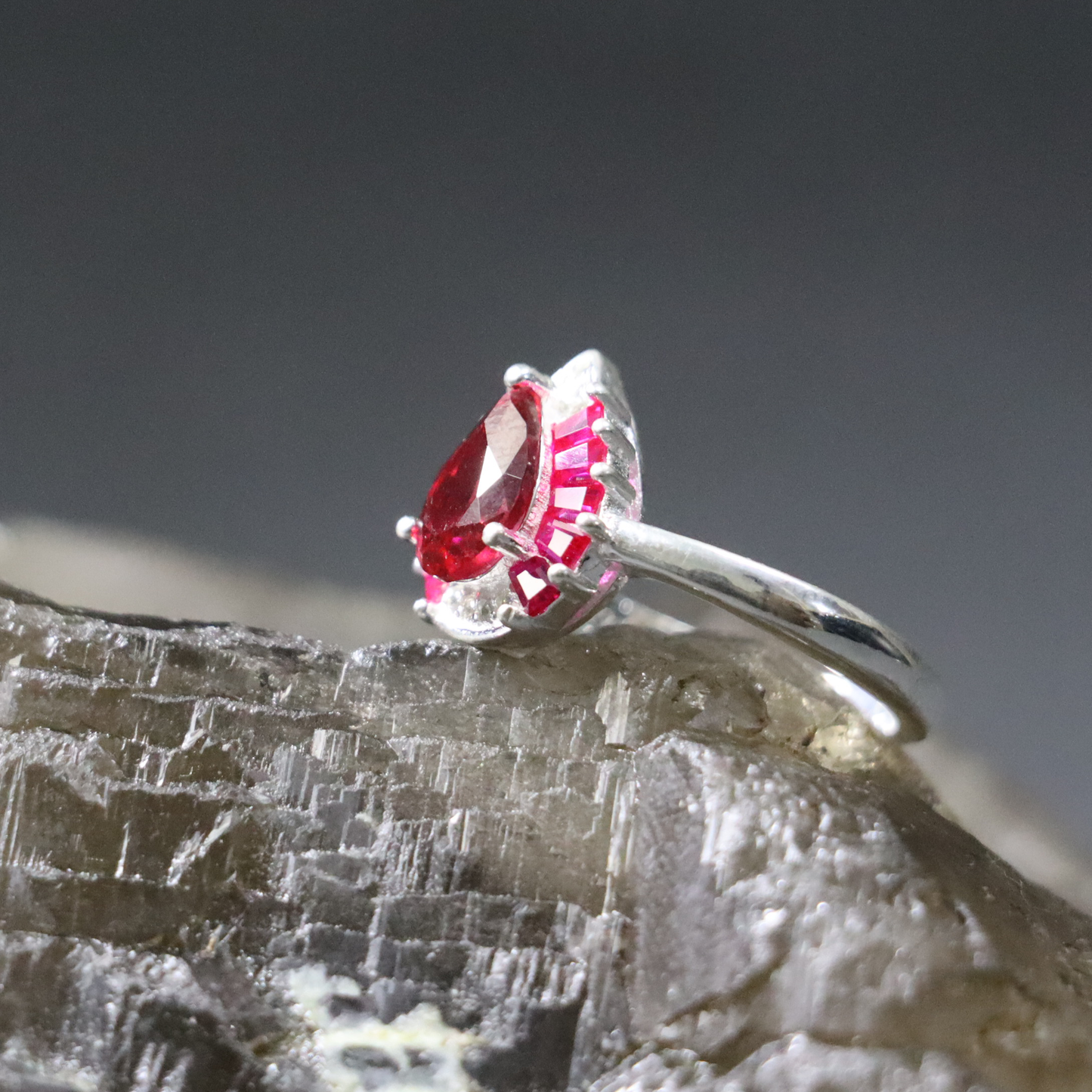 Elegant Red Ruby Sterling Silver Ring