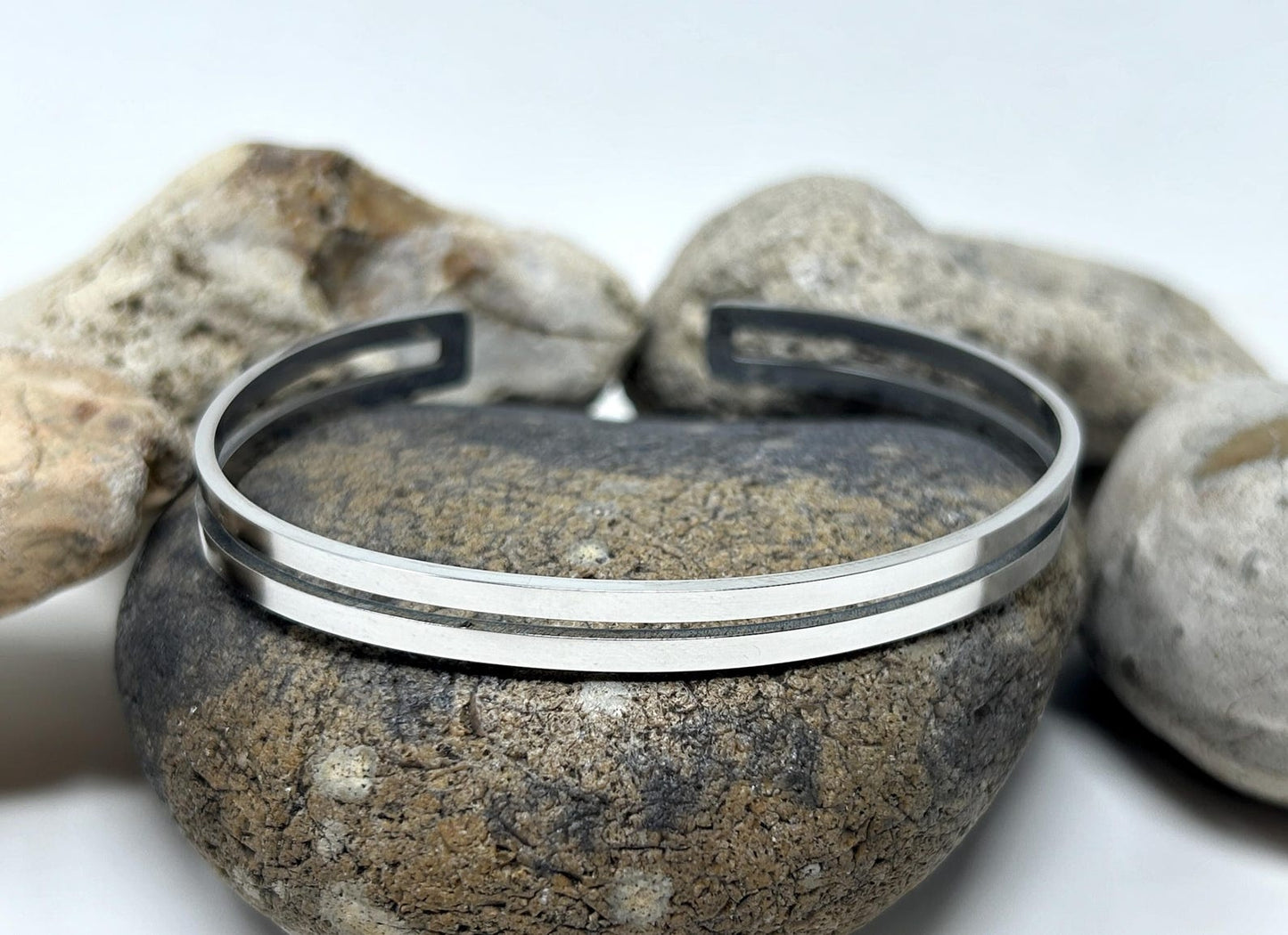 Stainless Steel Bangle, Simple Plain Bangle, Solid Cuff Bangle, Unisex Bangle, Open Bangle, Silver Bangle, Steel Bracelet for Women & Men