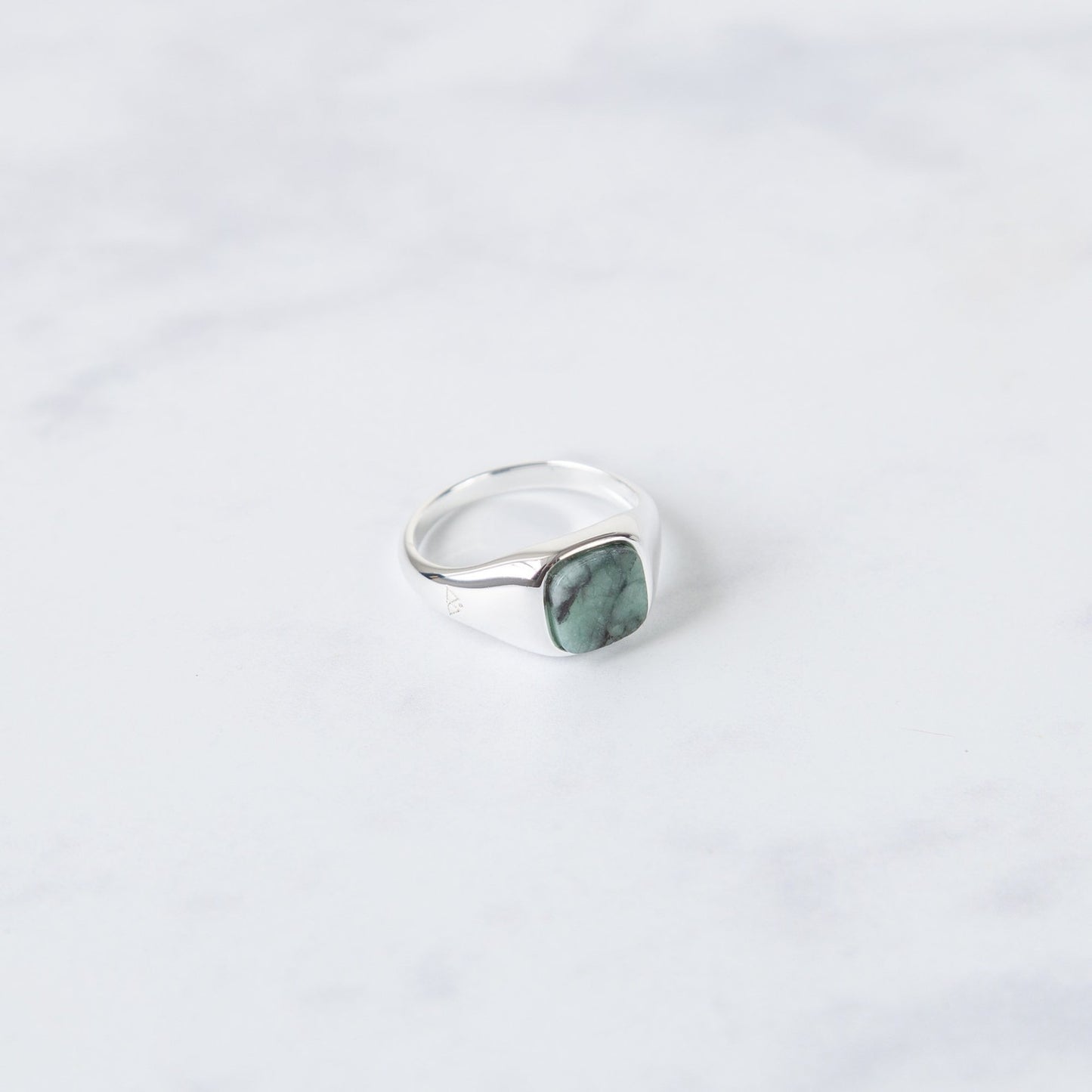 Emerald Signet Ring l Sterling Silver...