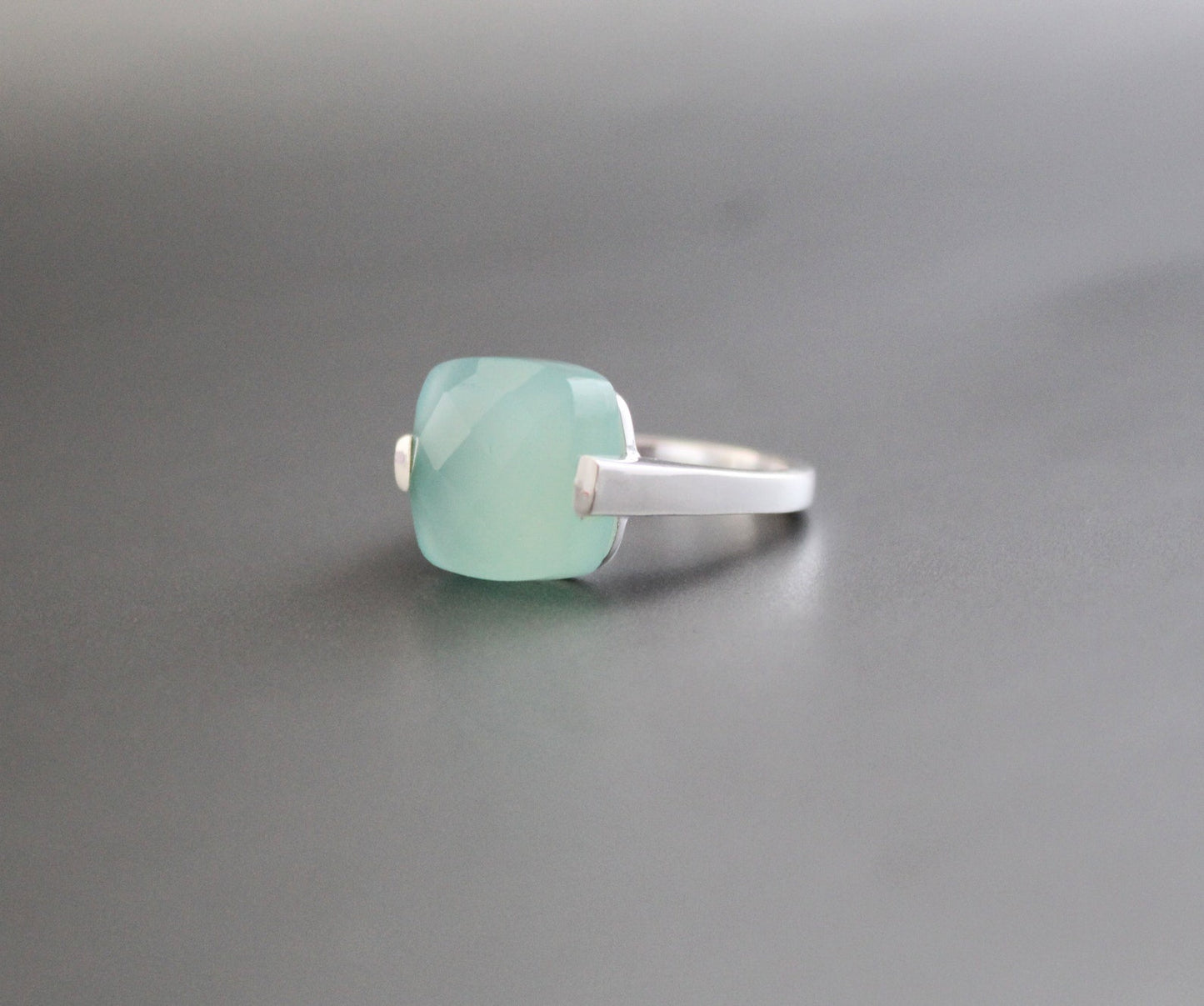 Aqua Chalcedony Ring - Handmade Gemstone Ring - March Birthstone - Blue Gemstone Stone - 925 Sterling Silver - Boho Ring - Gift For Her