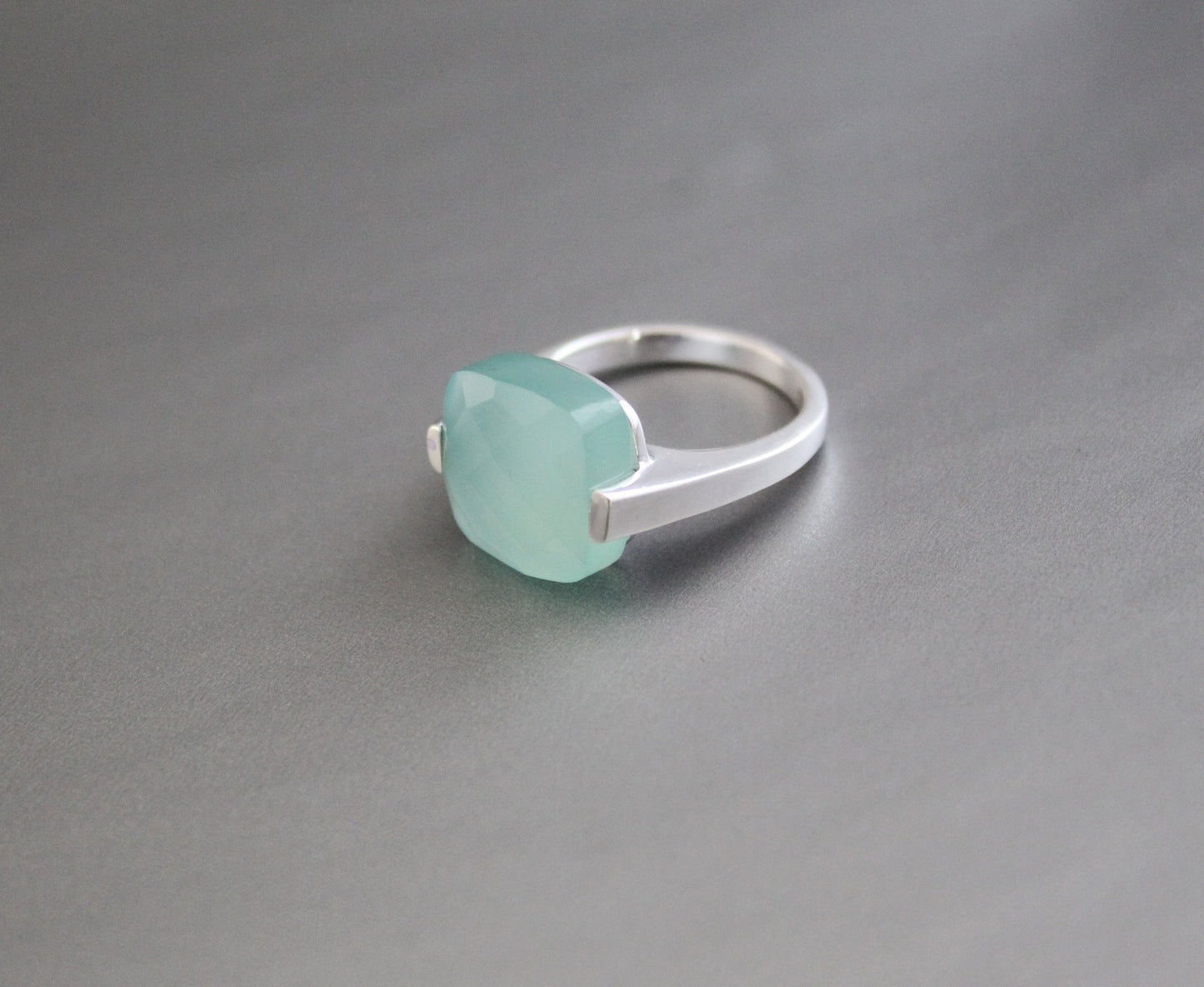 Aqua Chalcedony Ring - Handmade Gemstone Ring - March Birthstone - Blue Gemstone Stone - 925 Sterling Silver - Boho Ring - Gift For Her