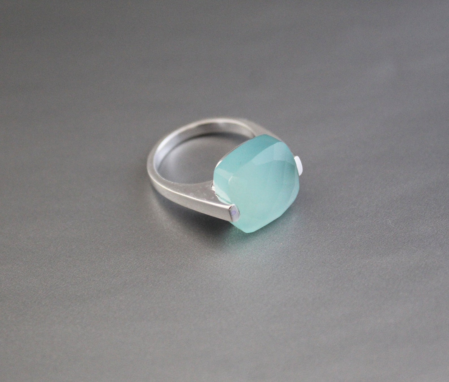 Aqua Chalcedony Ring - Handmade Gemstone Ring - March Birthstone - Blue Gemstone Stone - 925 Sterling Silver - Boho Ring - Gift For Her