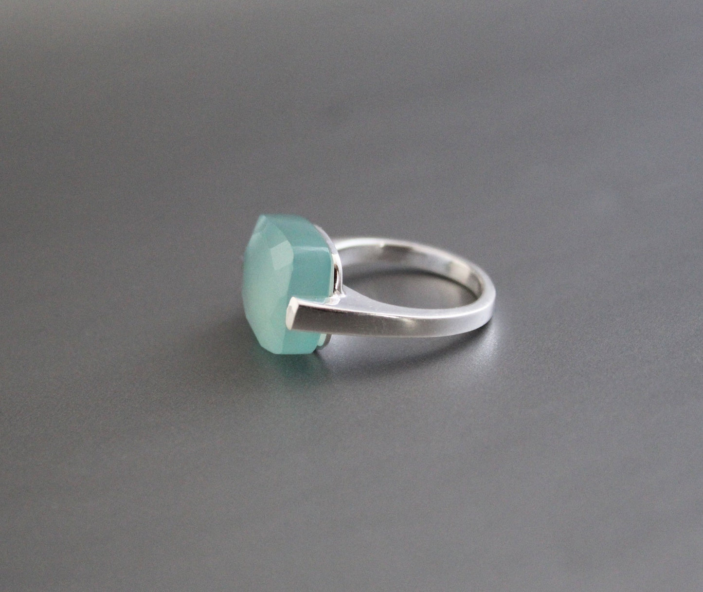Aqua Chalcedony Ring - Handmade Gemstone Ring - March Birthstone - Blue Gemstone Stone - 925 Sterling Silver - Boho Ring - Gift For Her