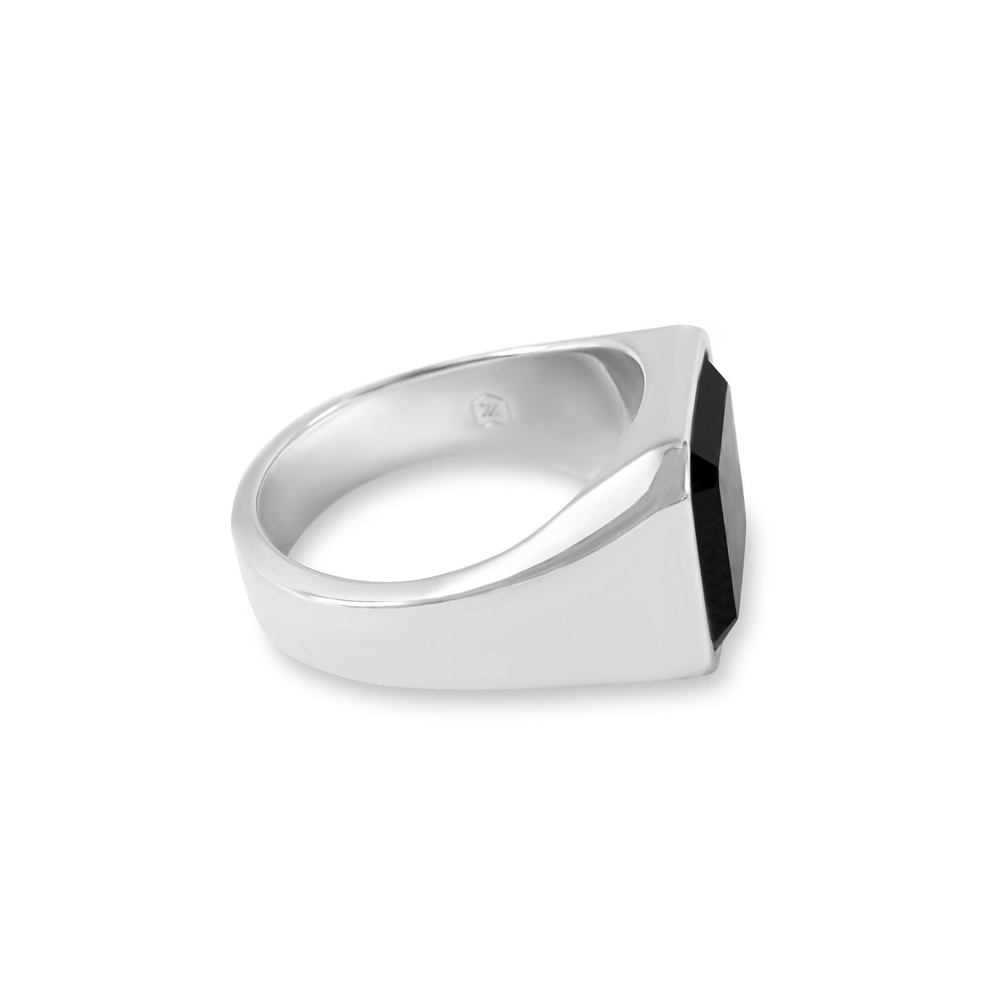 Men's silver ring signet ring with black onyx gemstone in 925 sterling silver polished square | Real men's jewelry