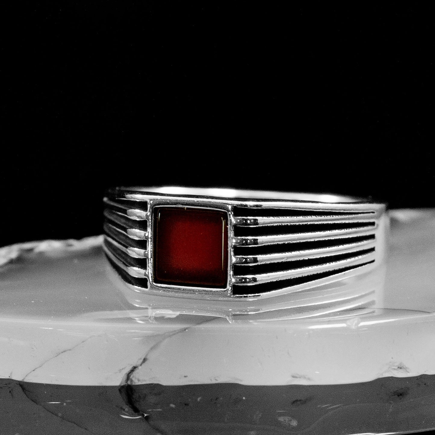 Agate Men Ring, Sterling Silver Ring, Rings For Men, Square Signet Ring, Men Pinky Ring, Gemstone Ring, Unique Mens Ring