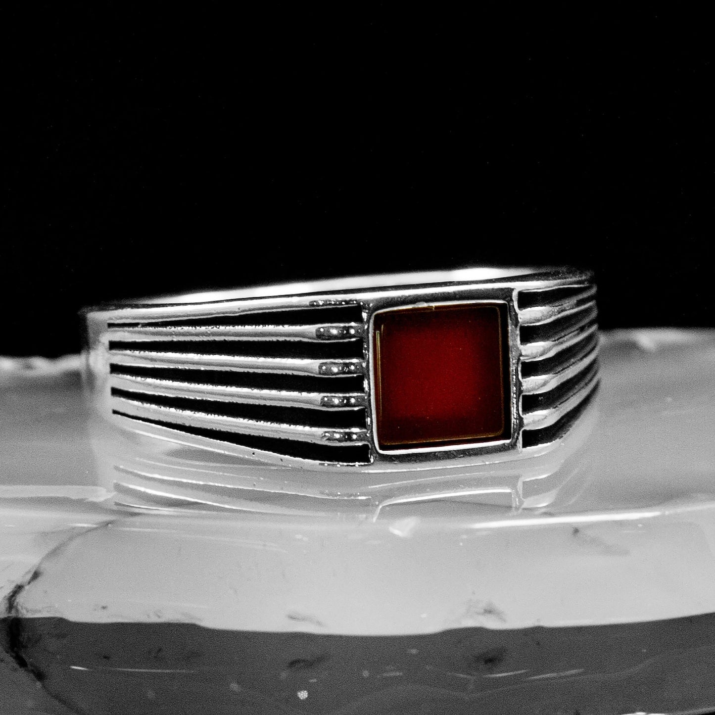 Agate Men Ring, Sterling Silver Ring, Rings For Men, Square Signet Ring, Men Pinky Ring, Gemstone Ring, Unique Mens Ring