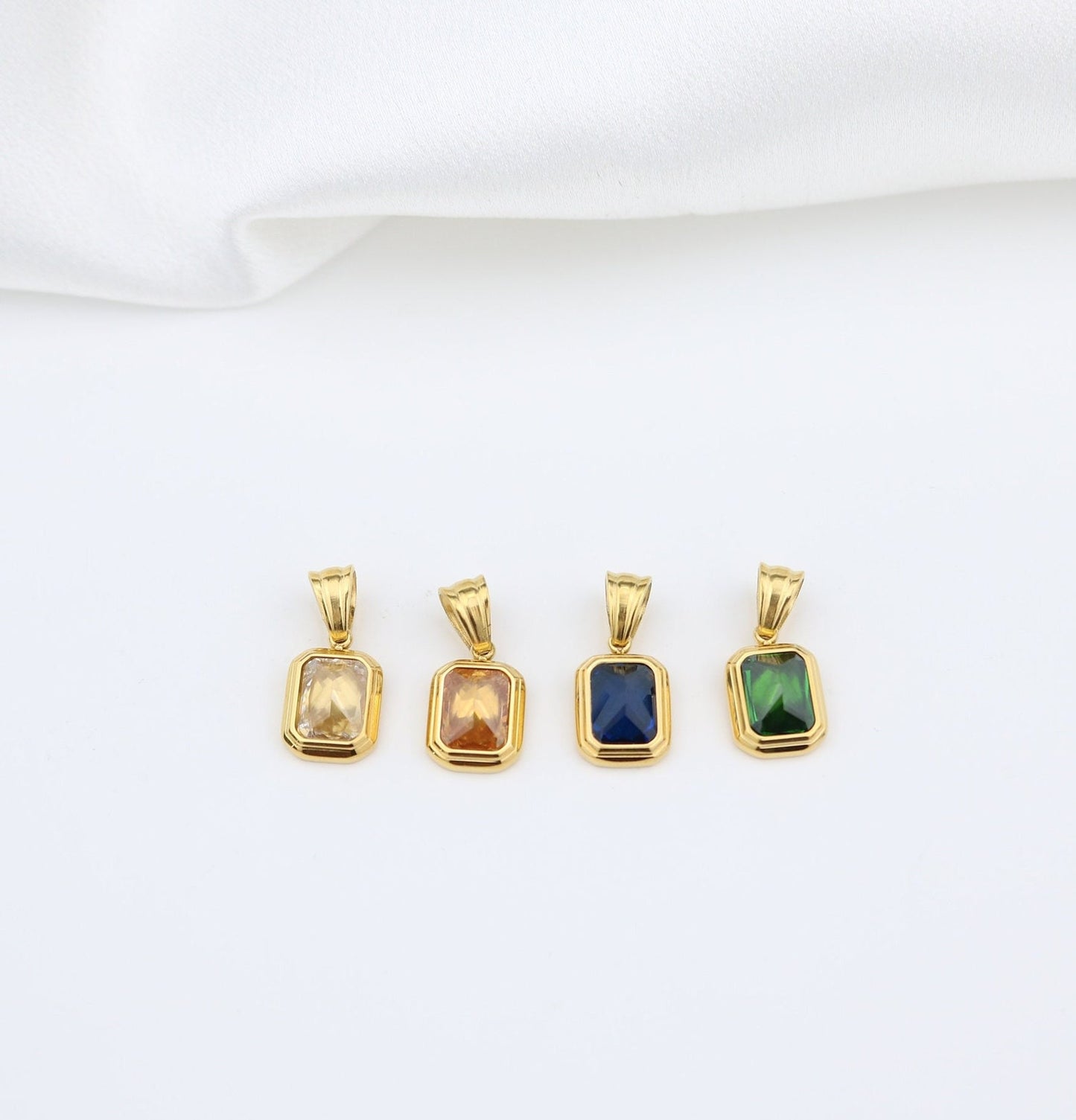 18K Gold Filled Gemstone Necklace, Emerald Gold Necklace, Gift for her