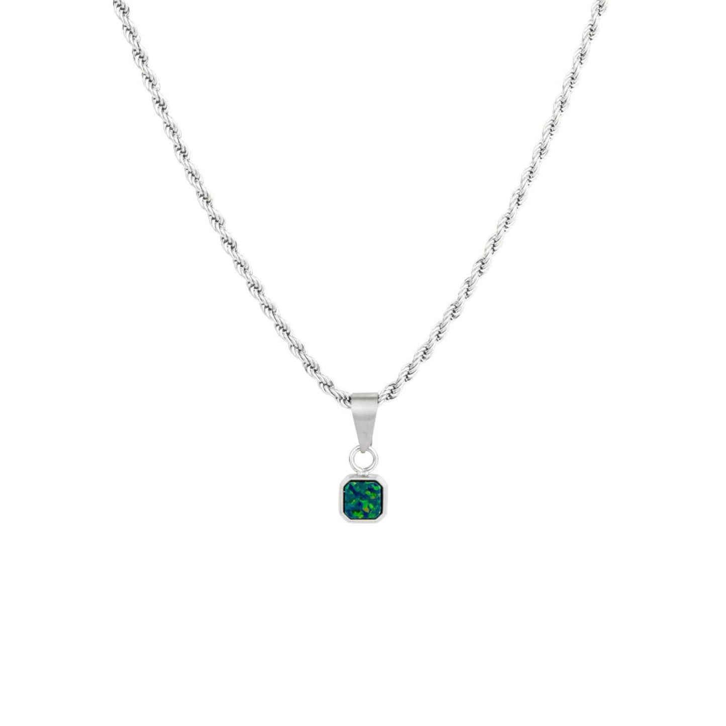 Mens Necklace - Mini Lapis Lazuli Silver Pendant Necklace For Men