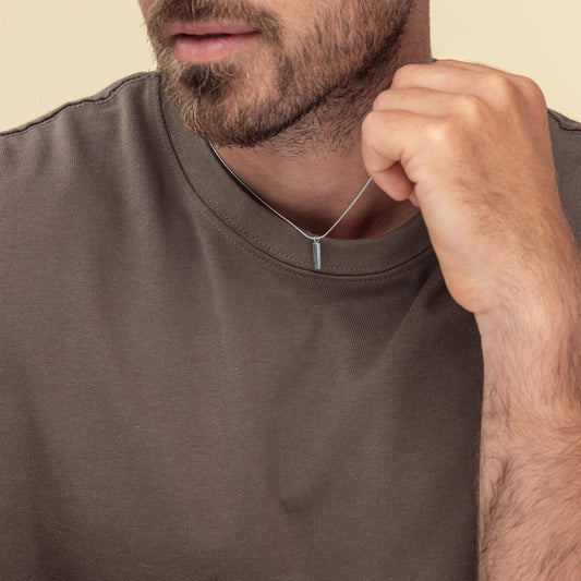 Men's Silver Necklace, Classic Men's Pendant Necklace