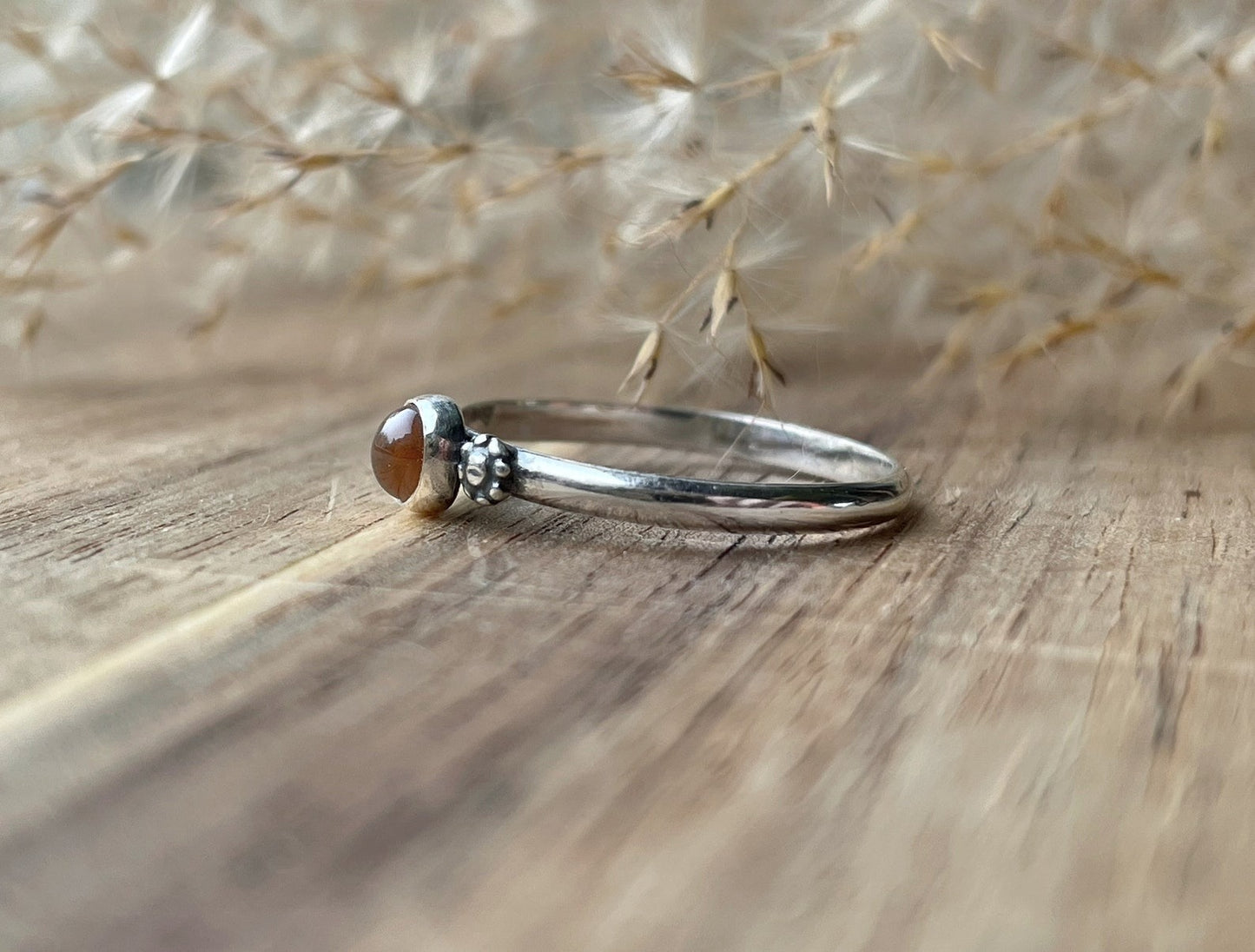 Handcrafted sterling silver floral citrine ring, handmade silver ring with natural citrine quartz and flower accents, silver gemstone ring