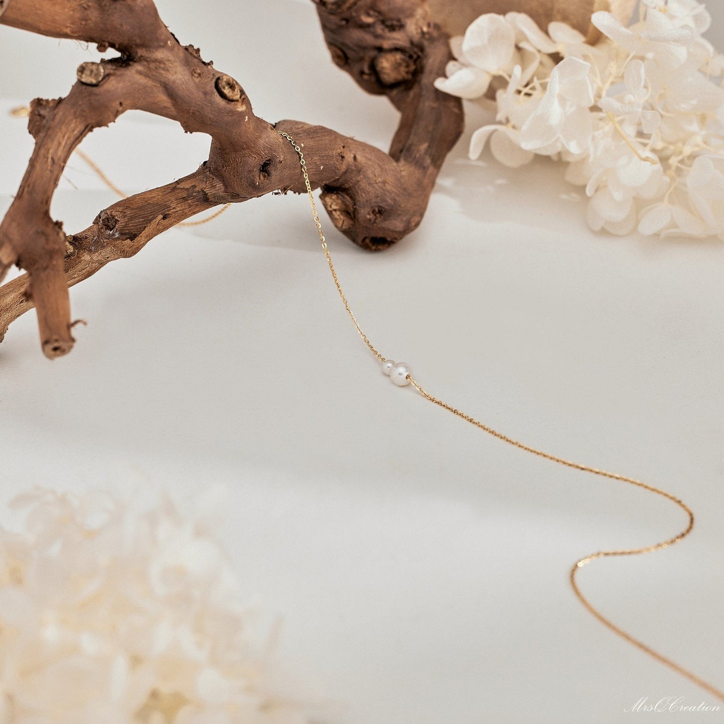 Minimalist Freshwater Pearl Necklace, Sterling Silver 2 Round Pearls Necklace, Bridesmaid Necklace, Daily Pearl Necklace, Bridesmaid Gift