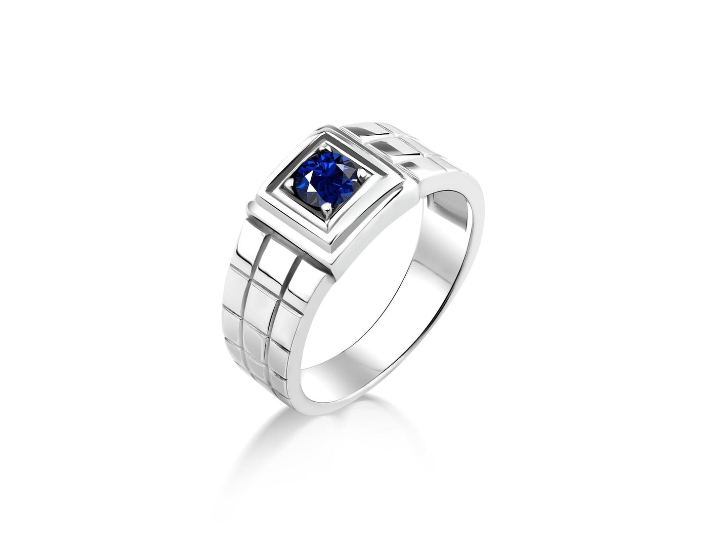 Blue sapphire stone mens solitaire silver ring for men, Sterling silver sapphire ring for men, blue stone men ring, Signet men gemstone ring