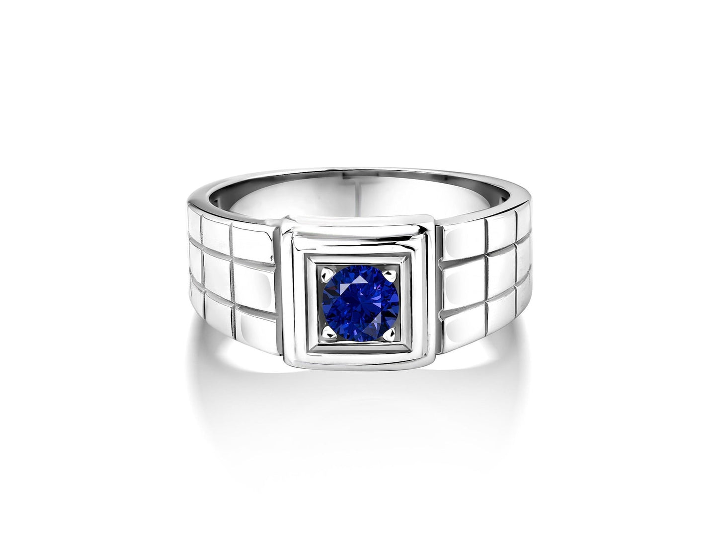 Blue sapphire stone mens solitaire silver ring for men, Sterling silver sapphire ring for men, blue stone men ring, Signet men gemstone ring