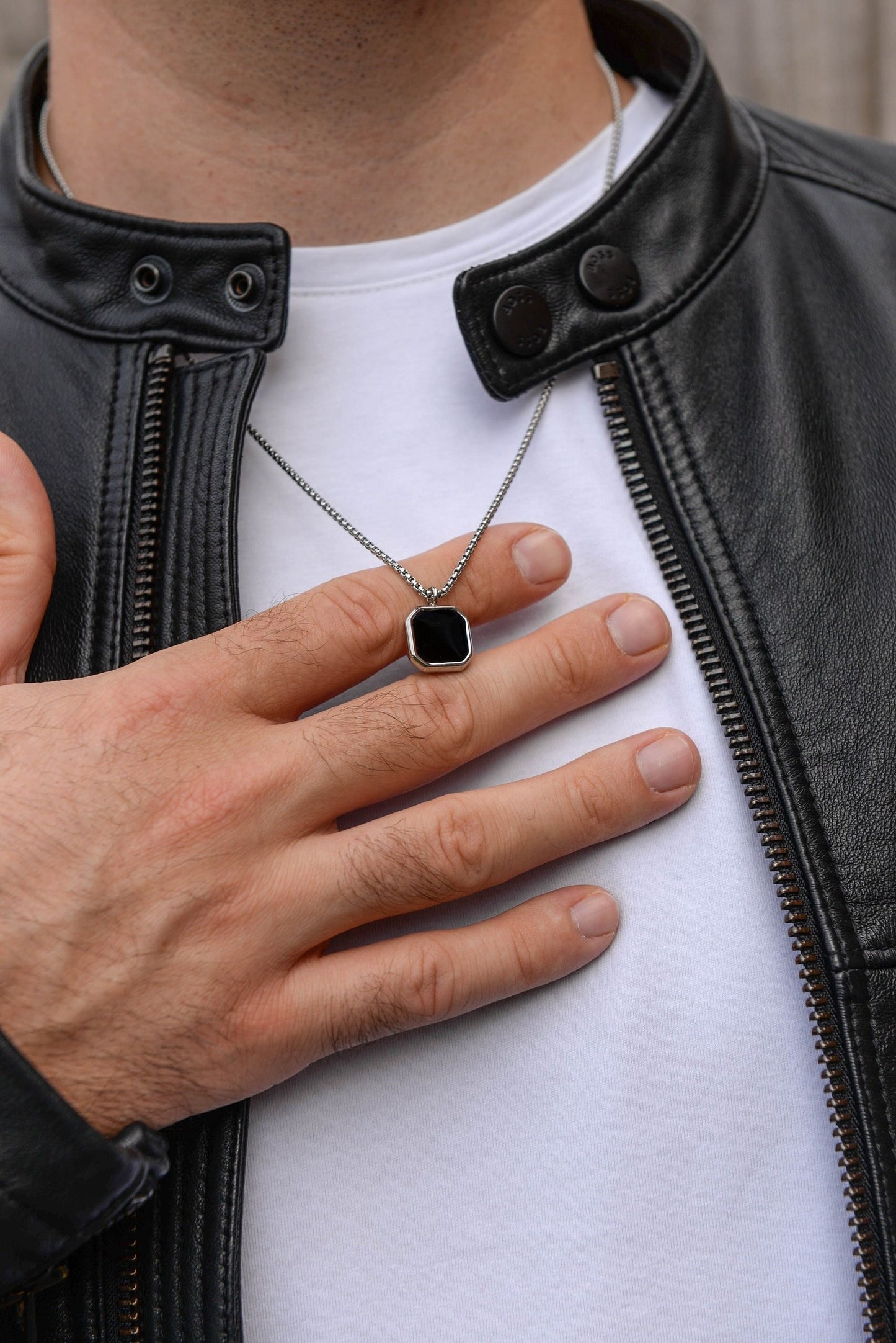 Black Onyx Necklace for Men