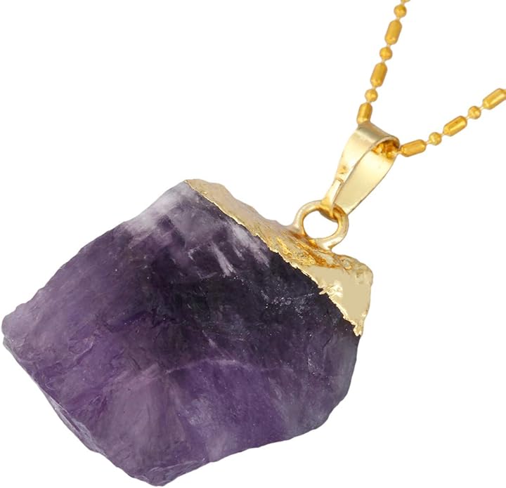 Natural Crystal Pendant Necklace Raw Stone Gemstone Gold Plated Healing Irregular Handmade Jewelry