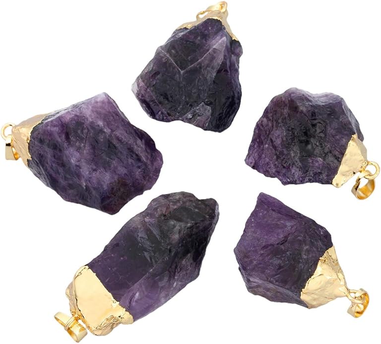 Natural Crystal Pendant Necklace Raw Stone Gemstone Gold Plated Healing Irregular Handmade Jewelry