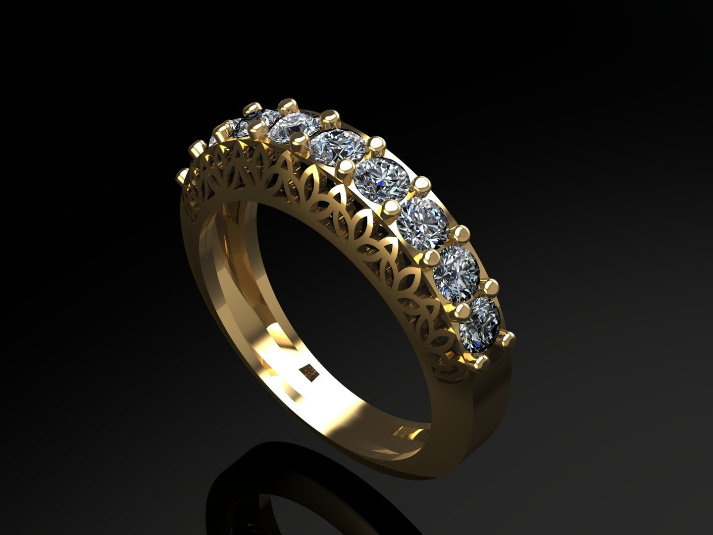 3D Render Gold Diamond Ring