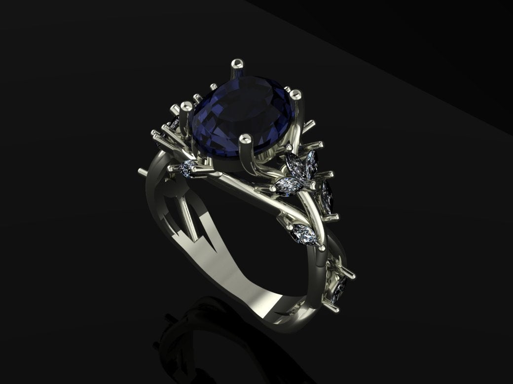 3D Render Elegant Sapphire Ring